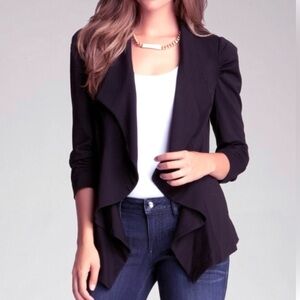 Bebe black waterfall blazer jacket size xs